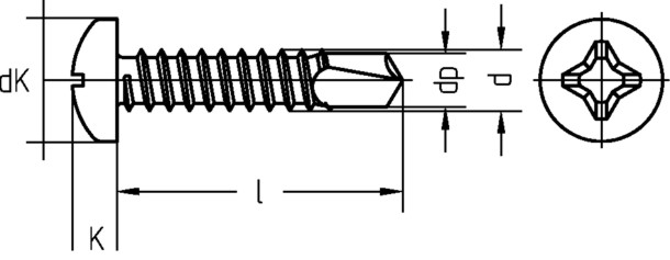 Linsenblechschraube mit Bohrspitze